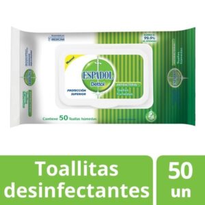 TOALLITAS HUMEDAS ANTIBACTERIAL ESPADOL X 50 UNIDADES COD 9225